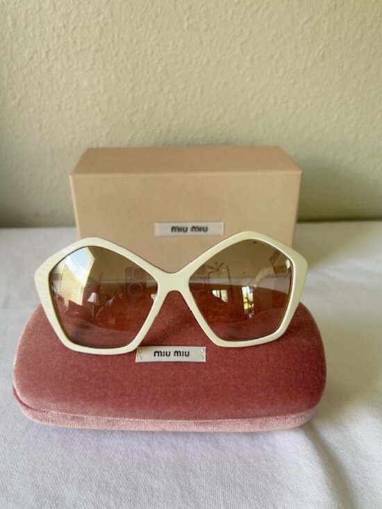 Miu Miu MU11NS KAT-1J1 WOMANS Withe Gold SUNGLASSES main image 5